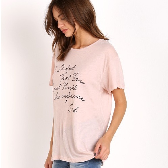 WILDFOX Drunk Text Manchester Tee in Rose Smoke - Picture 2 of 5